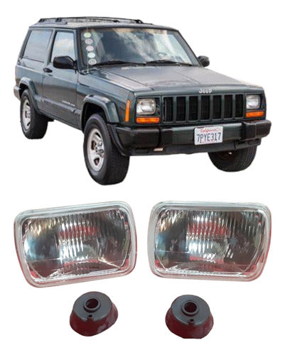 Set of 2 Jeep Cherokee 87/01 Headlights Without Position Hole 0