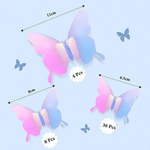 Bbto 3D Butterfly Wall Stickers - 48 Pieces Rainbow 1