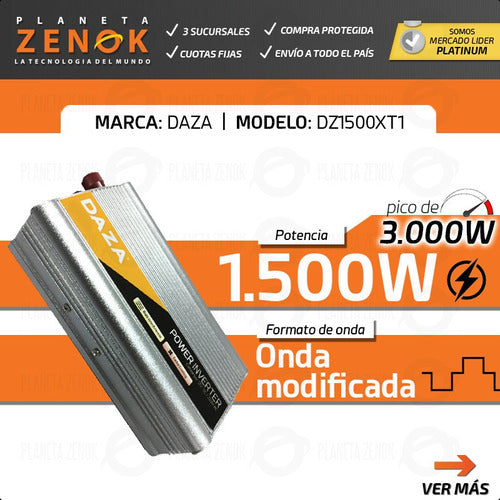 Daza Inversor 12V A 220V Conversor Auto Transformador Inverter 1