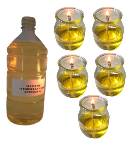 Rincon Citronella Oil 1 Liter + 5 Yogurt Jars + 5 Wicks + 5 Holders 2