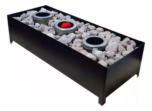 Mamut Iron Fire Pit with 3 Burners and Volcanic Rocks 50cm 0