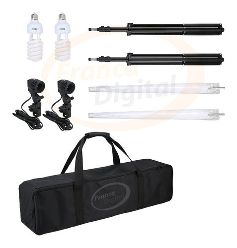 Franca Digital Continuous Light Kit X2 with Lamp Holders, Umbrellas, and 92cm Tripods 3