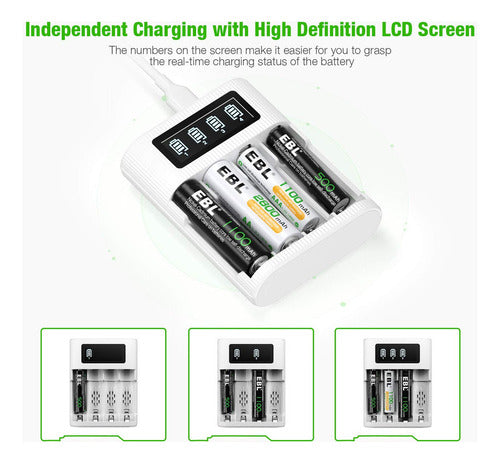 EBL Rechargeable Battery Charger with LCD Display for AA AAA Batteries 1