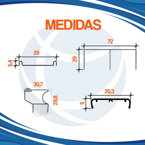 Cima Kit Frente Placard Corredizo Aluminio D52 2 Mt 2 Pt Eco Cima 3