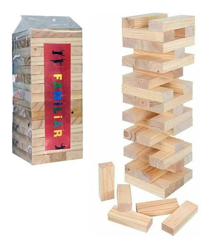 Familiar Giant XL Wooden Tower with 45 Pieces Family Game 0