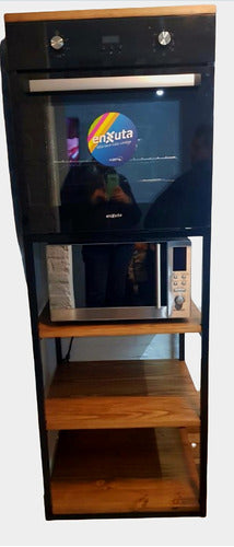 JD Arte y Diseño Tower Oven Built-in and Microwave in Iron and Wood 0