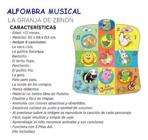 Zippy Toys Alfombra La Granja De Zenon Manta Musical Canciones Recoleta 1