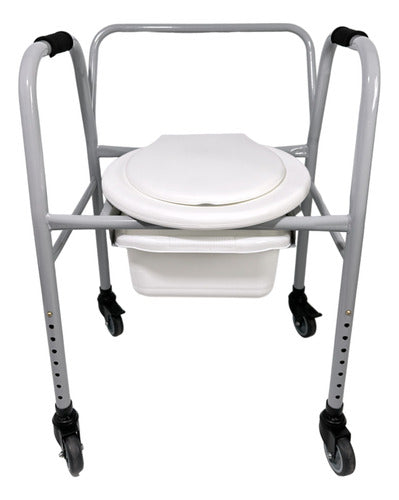Adjustable Orthopedic Toilet Riser with Large Wheels and Backrest 0