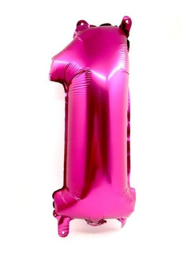 Tu Mundo Metallic Number Balloons 41 cm Fuchsia 2