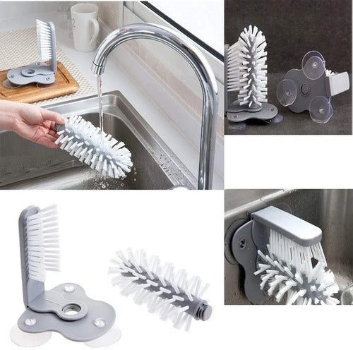 Double Brush Glass and Cup Washing Brush with Suction Cups Innovation 3