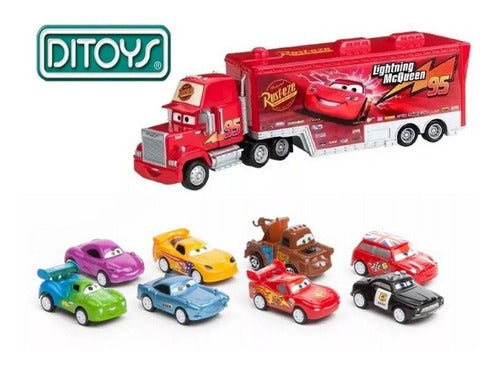 Cars Combo Mack Truck + 8 Cars Ditoys Original Friction Toy Set 1