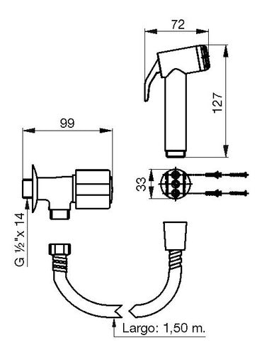 FV Allegro Manual Bidet Shower Chrome Bathroom Fitting 2