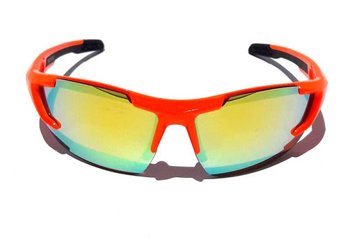 4SPTS Cycling Sunglasses with Mirrored Lenses and UV Rays Protection in Fluorescent Orange 1