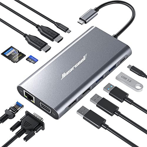 Hiearcool Hub USB C Para Notebook Con Monitor Cuadruple 12en1 0