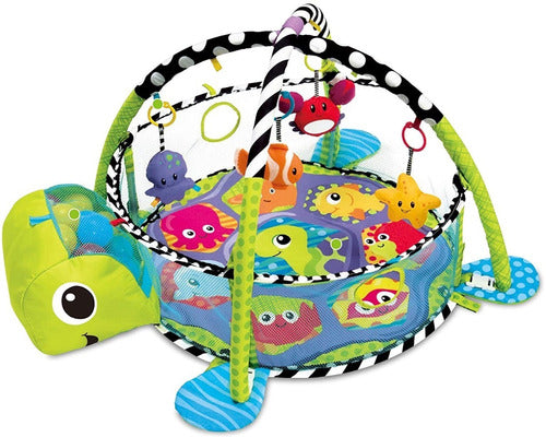3-in-1 Baby Gym Playmat with Soft Blanket and Mobile Turtle 6