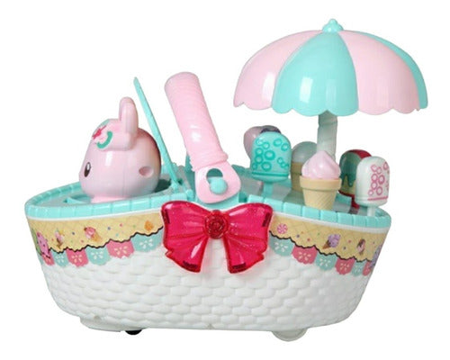 Cute Basket Carrito Helados Y Dulces Conejita Con Luz Y Sonido 1