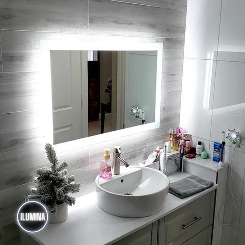 Modern Rectangular LED Bathroom Mirror 100x50cm 2