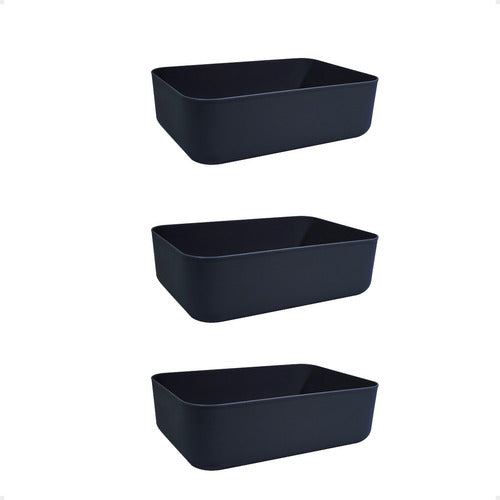 Set of 3 Small Organizer Baskets Boxes 26x18x8 Modern Design 24
