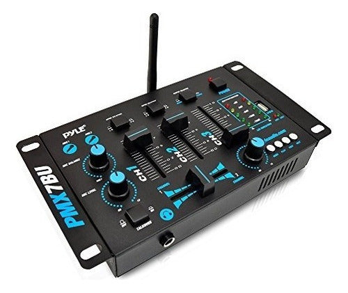 Pyle Pmx7bu Bluetooth 3 Channel Dj Mp3 Mixer Mic Talkover 0