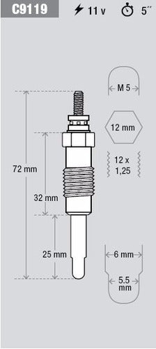 Bujia De Precalentamiento Peugeot 504-306-partner 1