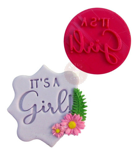 Stamp Sello It's a Girl Fondant Cookie Baby Shower Girl 0