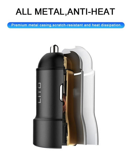 LITO Car Charger Fast Charge Dual USB Output 2.4A Premium 3