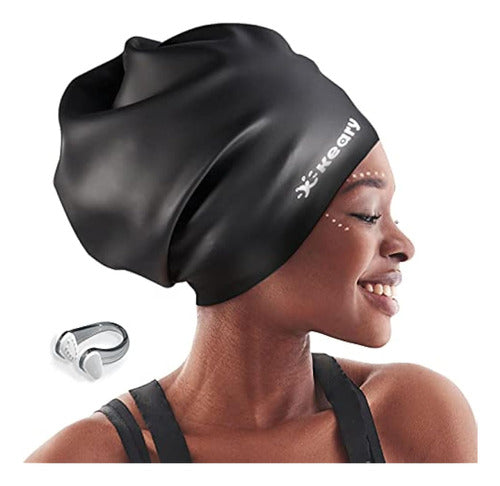 Keary Extra Large Swimming Cap for Braids 0