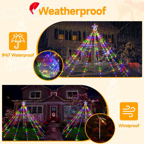 Ollny Christmas Tree Lights 340 LED Waterproof IP67 Cascade 3