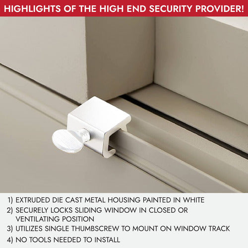 Nu-Set Lock Sliding Window Lock 6 Pack Thumb Screw for Window Security 5