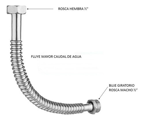 Stainless Steel Flexible Corrugated Hose 1/2 X 30 cm 1