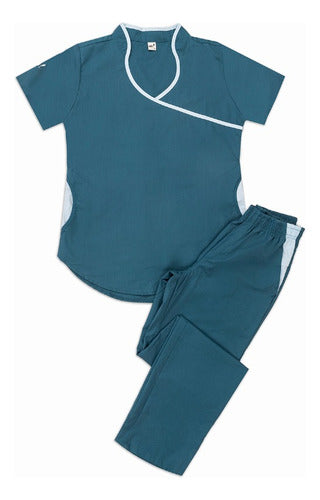 Oh! Wear Ambo Uniform - Jazmín Poly Petroleum with Light Blue 0