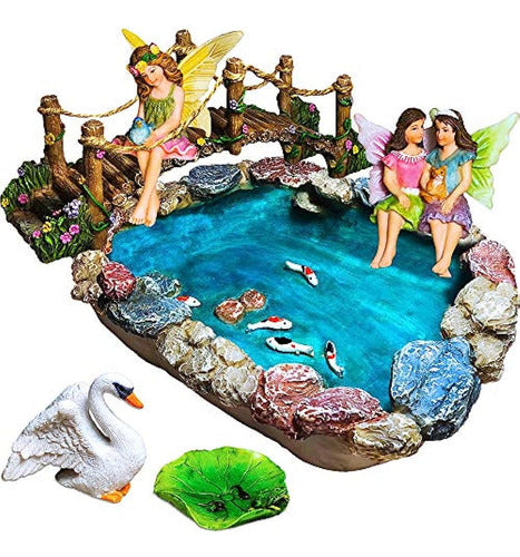 Mood Lab Fairy Garden Fish Pond Kit - Miniature Bridge Set 0