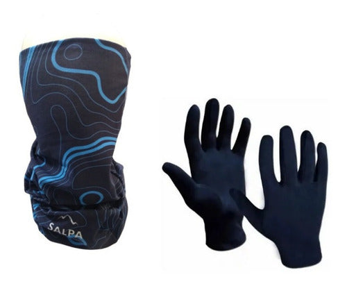 Thermal Combo!! Thermal Neck Warmer + Thermal Gloves (map) (blue) 0