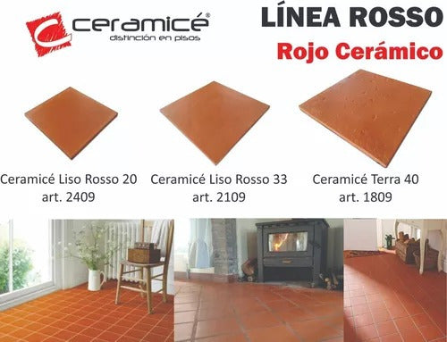 Baldosa 33x33 Rojo Liso Rosso 0,65m2 Terraza Patio S. Loimar 1