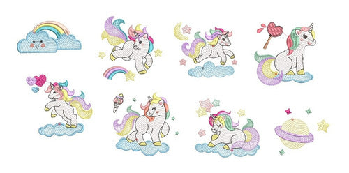 Embroidery Machine Unicorn Clouds Matrices Pack 10cm 0