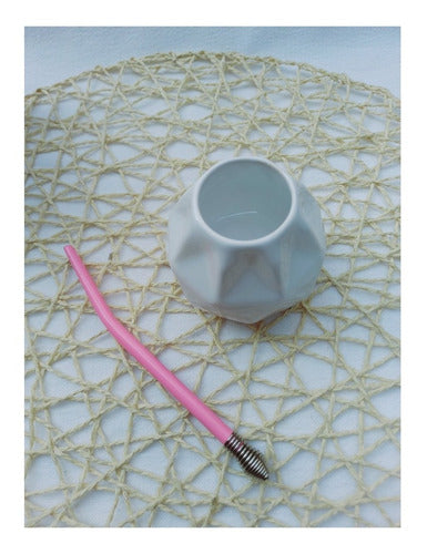 Caramic Ceramica Diamond Mate With Casaamordeco Straw - Mate Ceramica Artesanal Diamante Con Bombilla Casaamordeco
