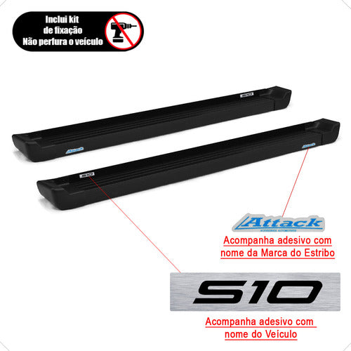 Par Estribo S10 Modelo Cabine Dupla Aluminio Preto 2018 2019 5