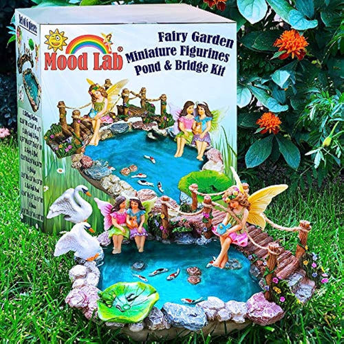 Mood Lab Fairy Garden Fish Pond Kit - Miniature Bridge 3