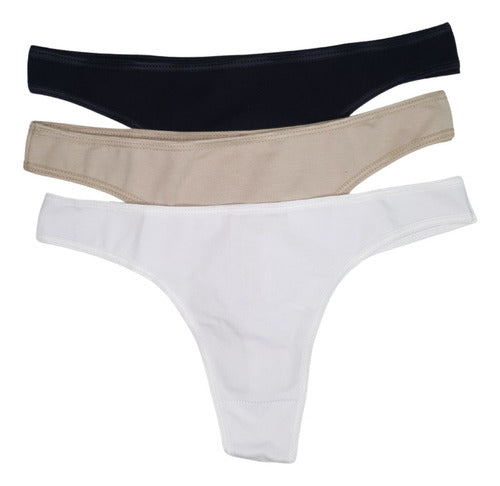 KIMI Pack X3 Cotton Solid Color Thongs Art 4001 0