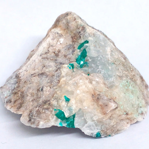Dioptase and Calcite on Matrix - D27 - Stone 2