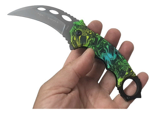 Cuchillo Táctico Kerambit  Hoja Plegable Con Anilla 4