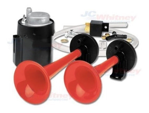 Air Horn 2 Red Trumpets Sound Truck 12V 0