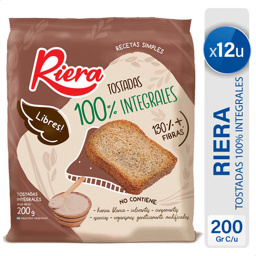 Riera 100% Whole Wheat Toasted Bread Fiber - Pack of 12 0