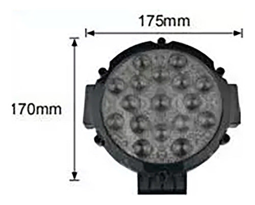 Iael Faro Led Redondo 51w 17 Leds Frente Negro 4x4 Auto 5