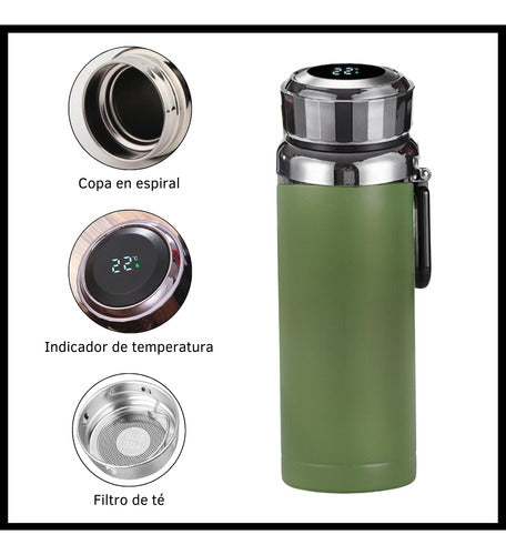 Stainless Steel 1 Liter Thermos Bottle with LED Display Temperature and Filter 45