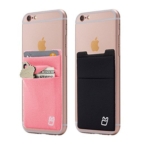 Cardly Stretchy Cell Phone Stick on Wallet - 2 Pack (Pink & Black) 0