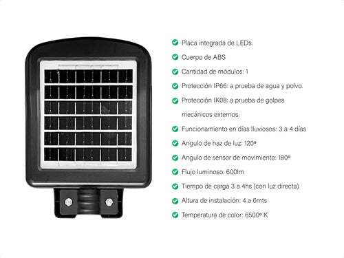 Belmotec Luminaria 50W Solar Exterior Iluminación Calle Ahorro Luz 3