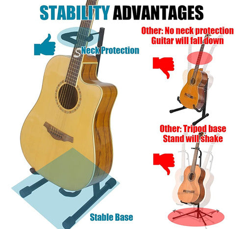 Gleam Guitar Stand - Universal for Acoustic, Electric, and Classic Guitars and Basses 1