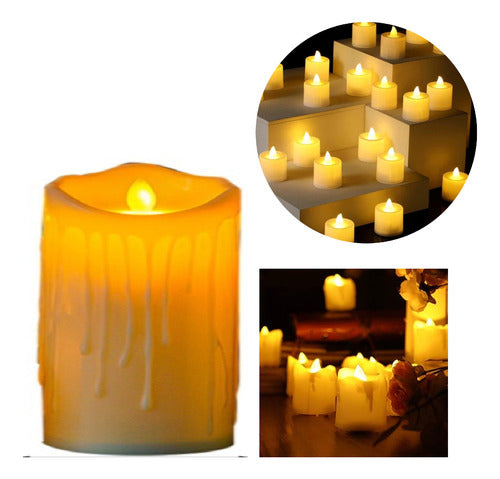 Renkai Set of 12 White LED Candles with Warm Light - Melted Wax Appearance 1