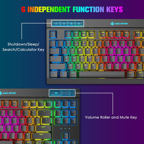 Xinmeng Combo Mechanical Keyboard and Mouse with Blue Switch, 18 RGB 1